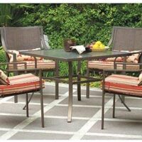 Mainstays 5-Piece Patio Dining Set, Seats 4 in Red Stripe with Butterflies