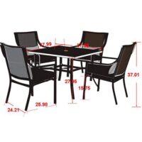Mainstays 5-Piece Patio Dining Set, Seats 4 in Red Stripe with Butterflies