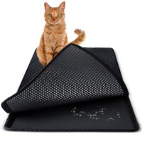 30 x 23 Inch Non Slip Cat and Rabbit Litter Trap Mat for Litter Boxes – Black by Paws & Pals