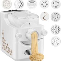 Electric Pasta and Ramen Noodle Maker Machine with 9 Multi-Functional Shapes, Make 1 Pound of Homemade Noodles For Making Spaghetti, Fettuccine, Penne, Macaroni